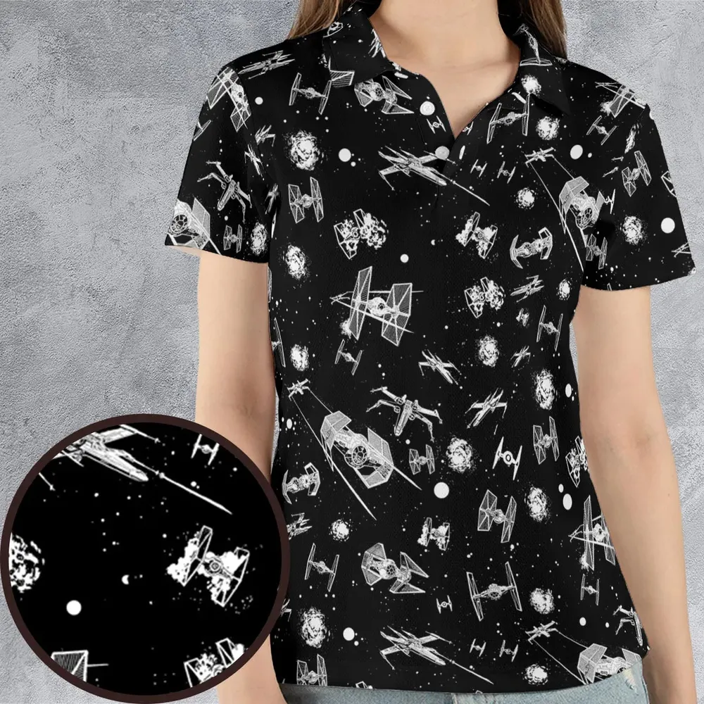 Space Ship Battle Star Wars AOP Men/Women Polo Shirt - 4