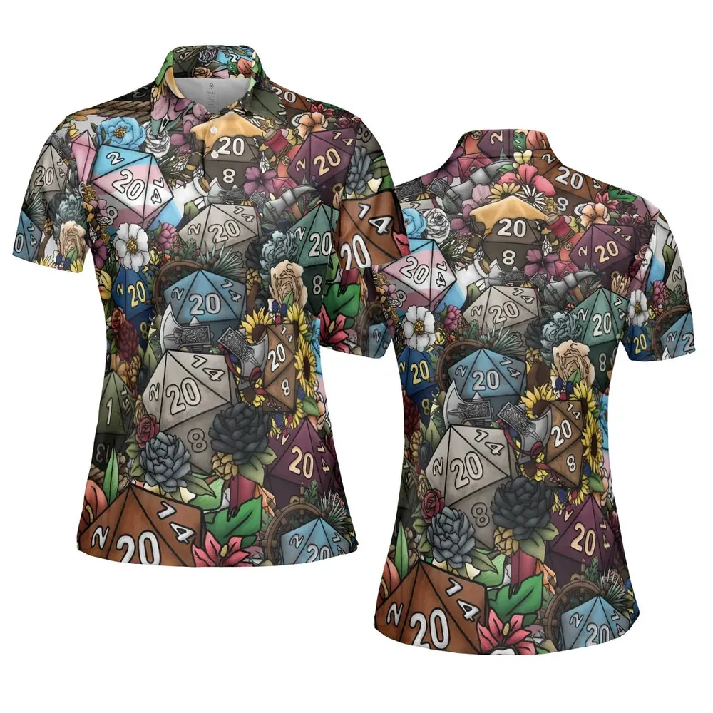 Flower Dice DnD AOP Men/Women Polo Shirt - 5