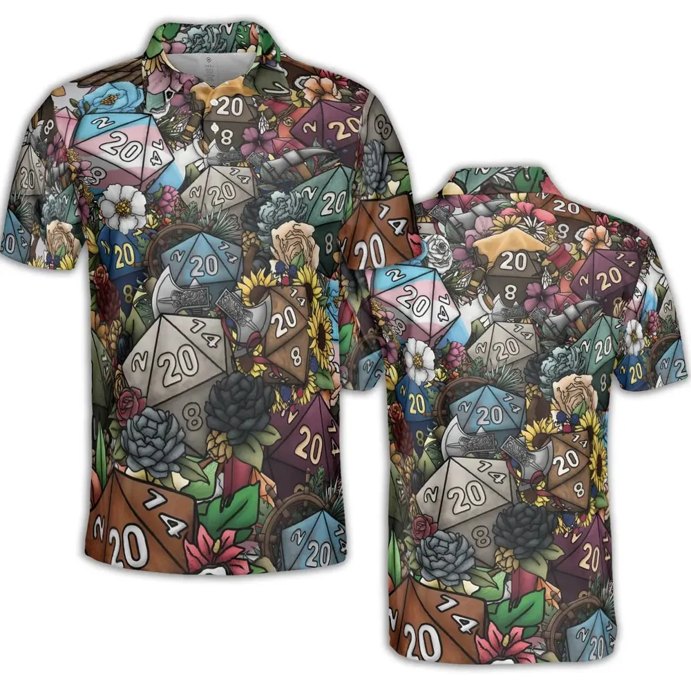 Flower Dice DnD AOP Men/Women Polo Shirt - 2