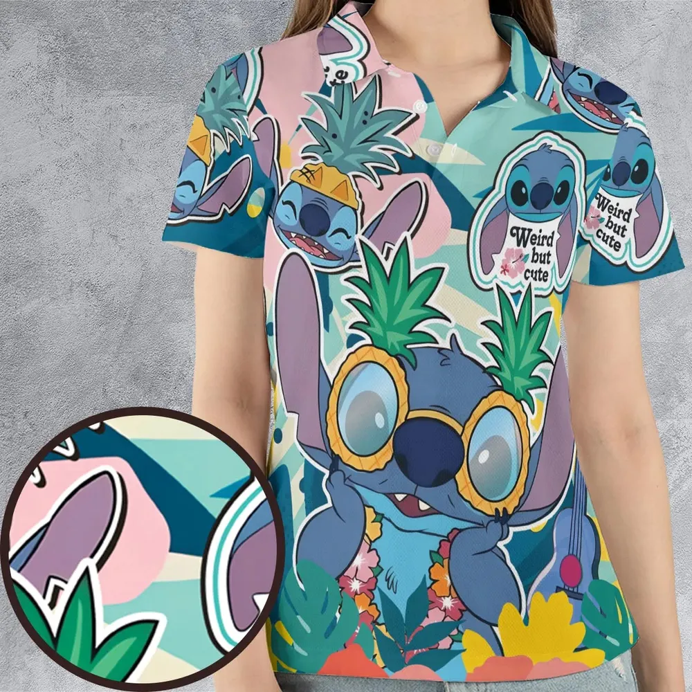 Weird But Cute Stitch AOP Men/Women Polo Shirt - 4