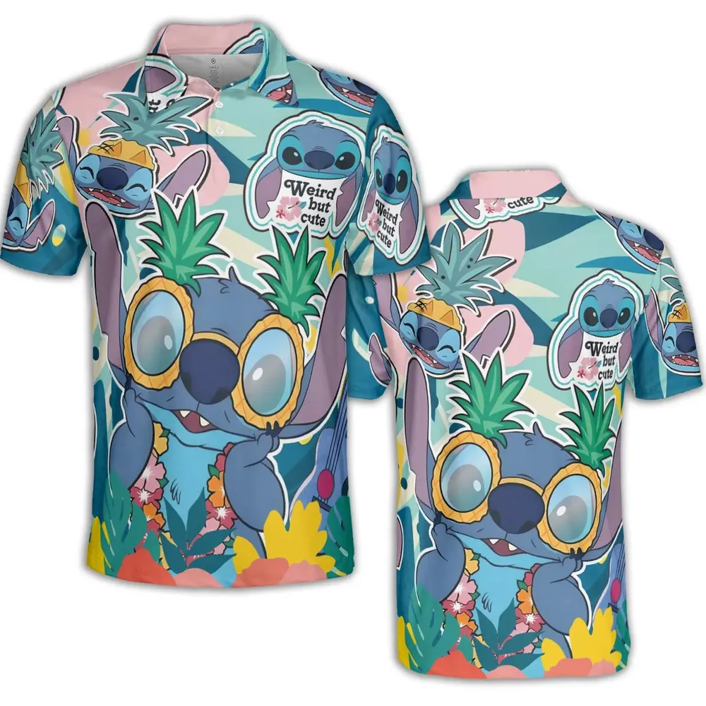 Weird But Cute Stitch AOP Men/Women Polo Shirt - 2