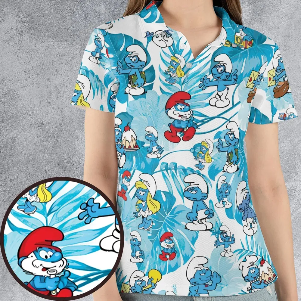 The Smurfs Pattern AOP Men/Women Polo Shirt - 4