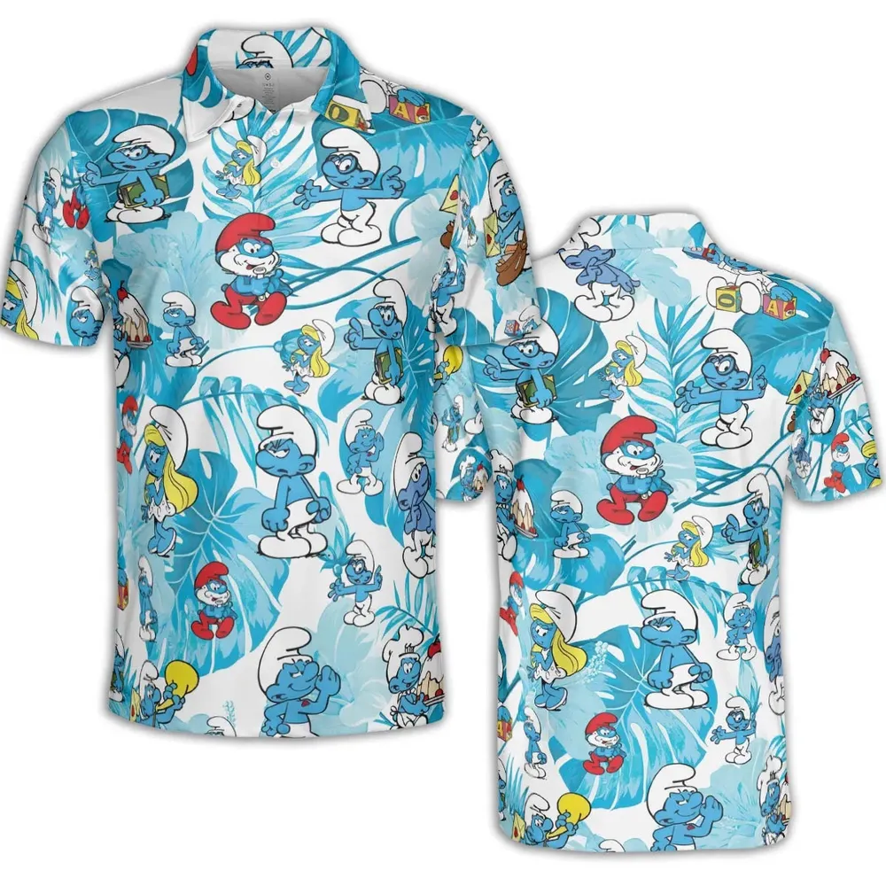 The Smurfs Pattern AOP Men/Women Polo Shirt - 2