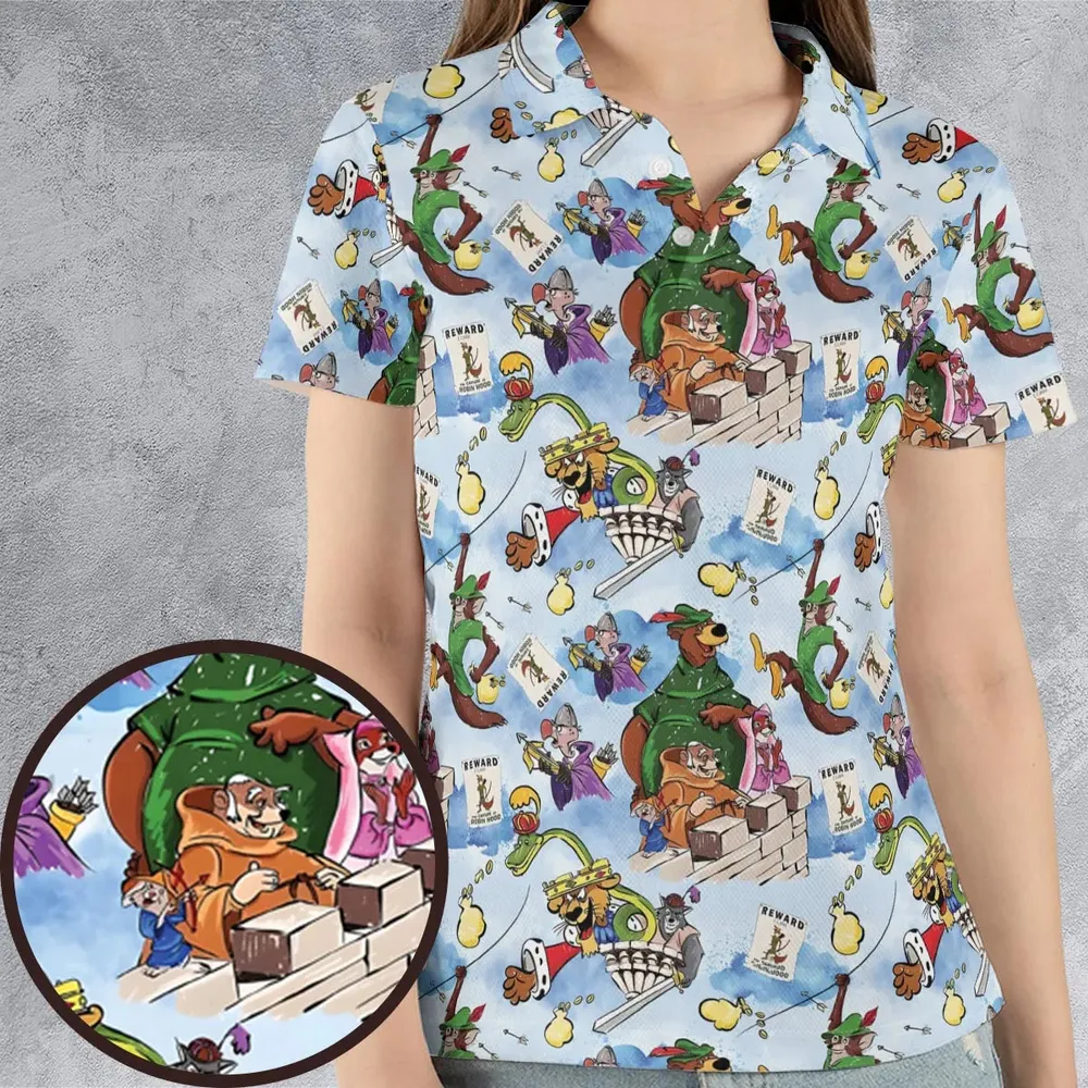 Robin Hood Characters Pattern AOP Men/Women Polo Shirt - 4