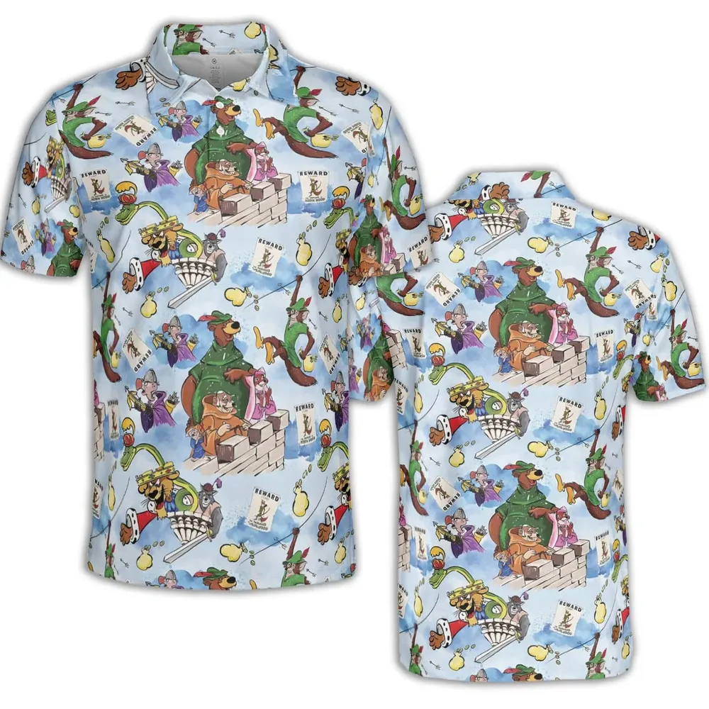 Robin Hood Characters Pattern AOP Men/Women Polo Shirt - 2