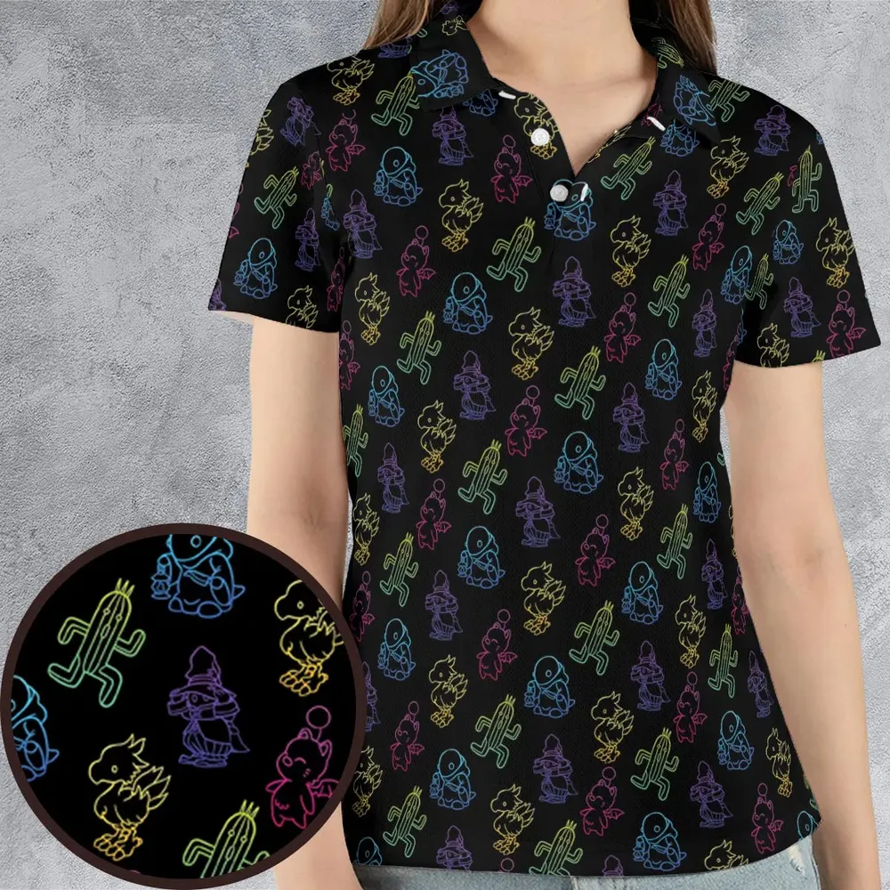From Chocobos To Cactuars Final Fantasy AOP Men/Women Polo Shirt - 4