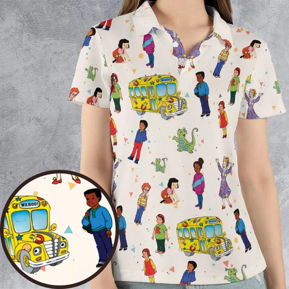 The Magic School Bus Characters AOP Men/Women Polo Shirt - 4