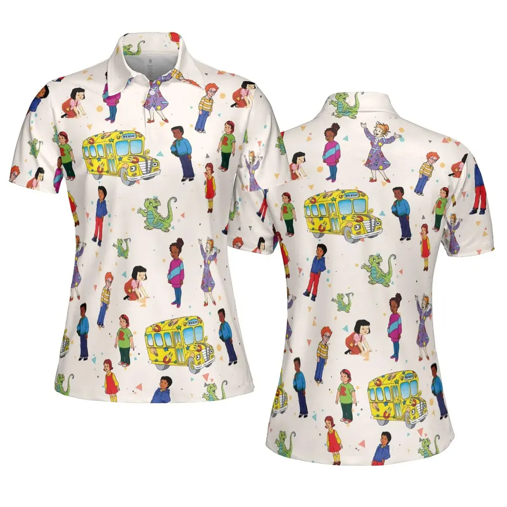 The Magic School Bus Characters AOP Men/Women Polo Shirt - 5