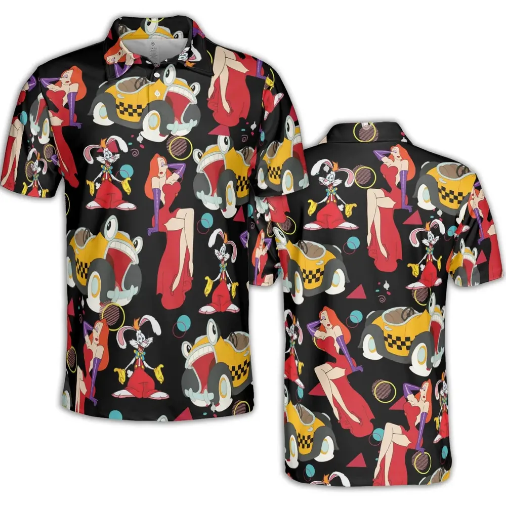 Retro 90s Jessica Rabbit Roger Rabbit AOP Men/Women Polo Shirt - 2