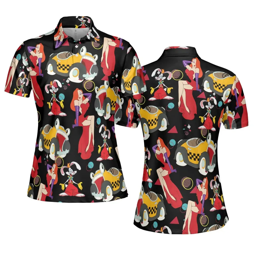 Retro 90s Jessica Rabbit Roger Rabbit AOP Men/Women Polo Shirt - 5