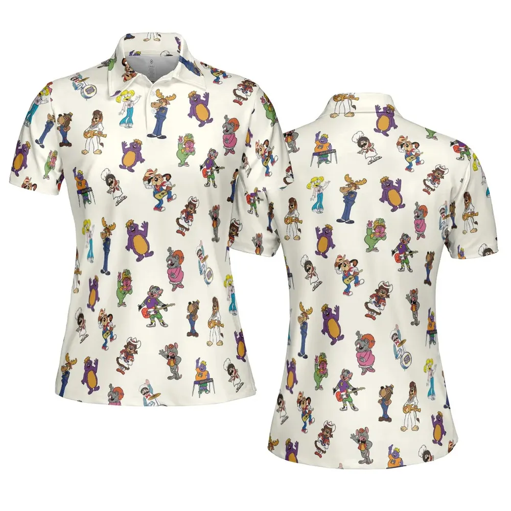 80s Pizza Time Theater Chuck E Cheese AOP Men/Women Polo Shirt - 5