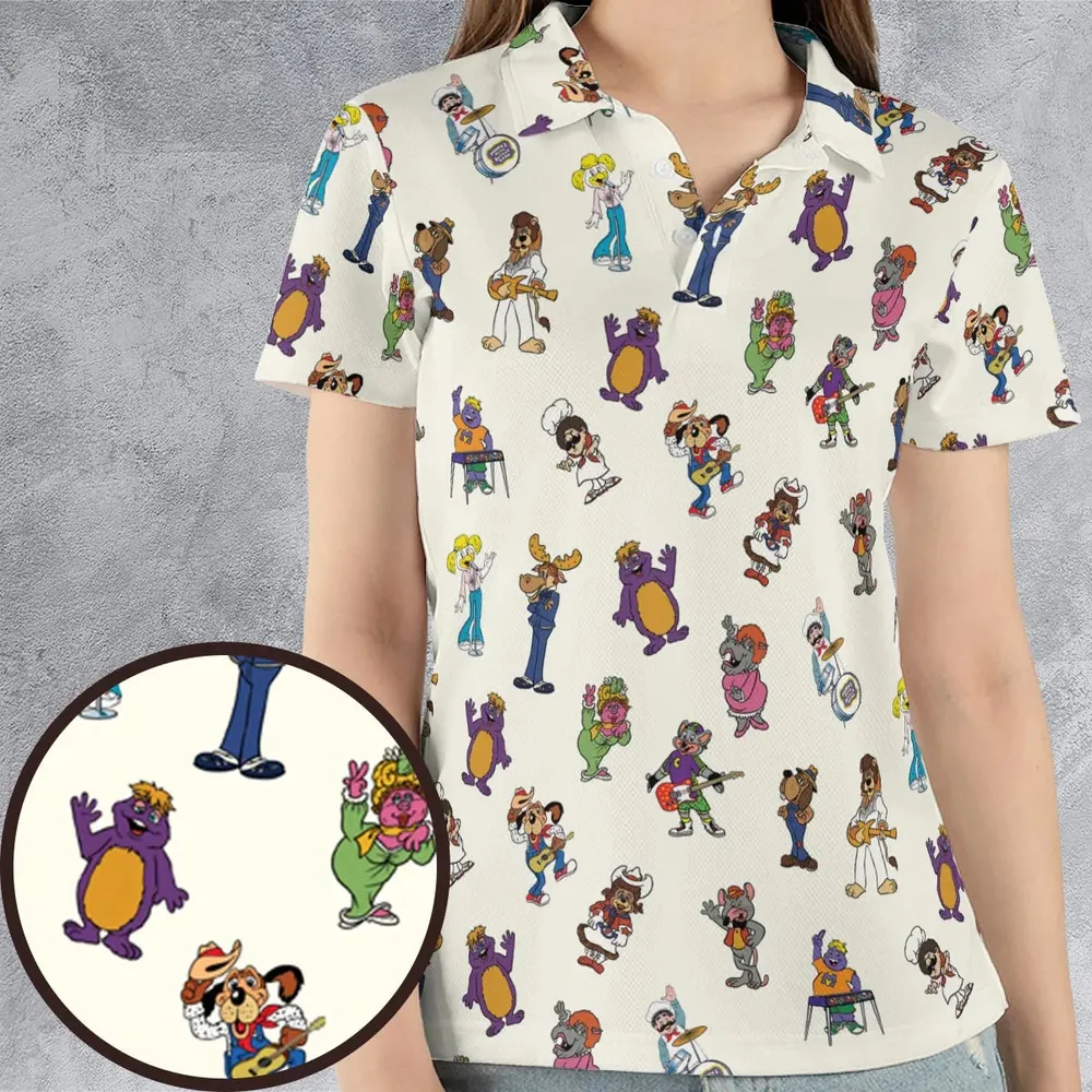 80s Pizza Time Theater Chuck E Cheese AOP Men/Women Polo Shirt - 4