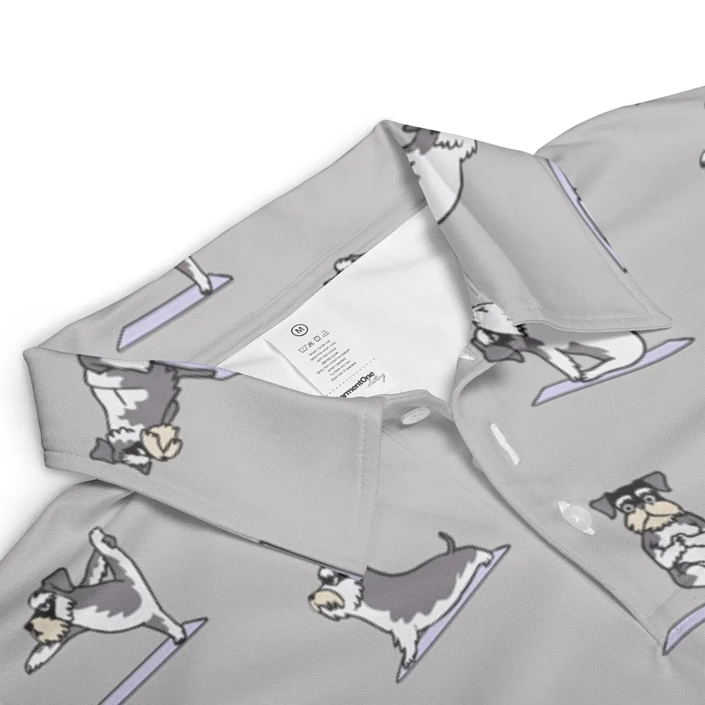 Miniature Schnauzer Yoga Pattern AOP Men/Women Polo Shirt - 3
