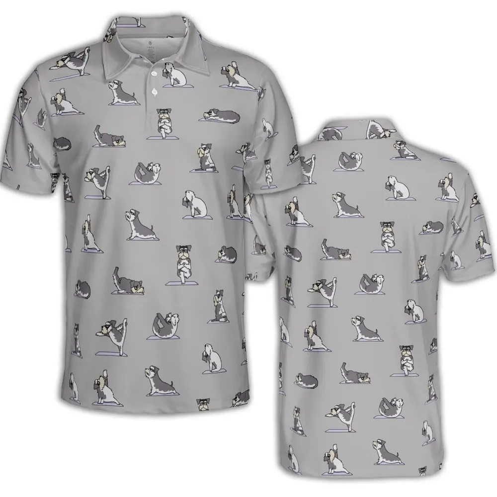 Miniature Schnauzer Yoga Pattern AOP Men/Women Polo Shirt - 2