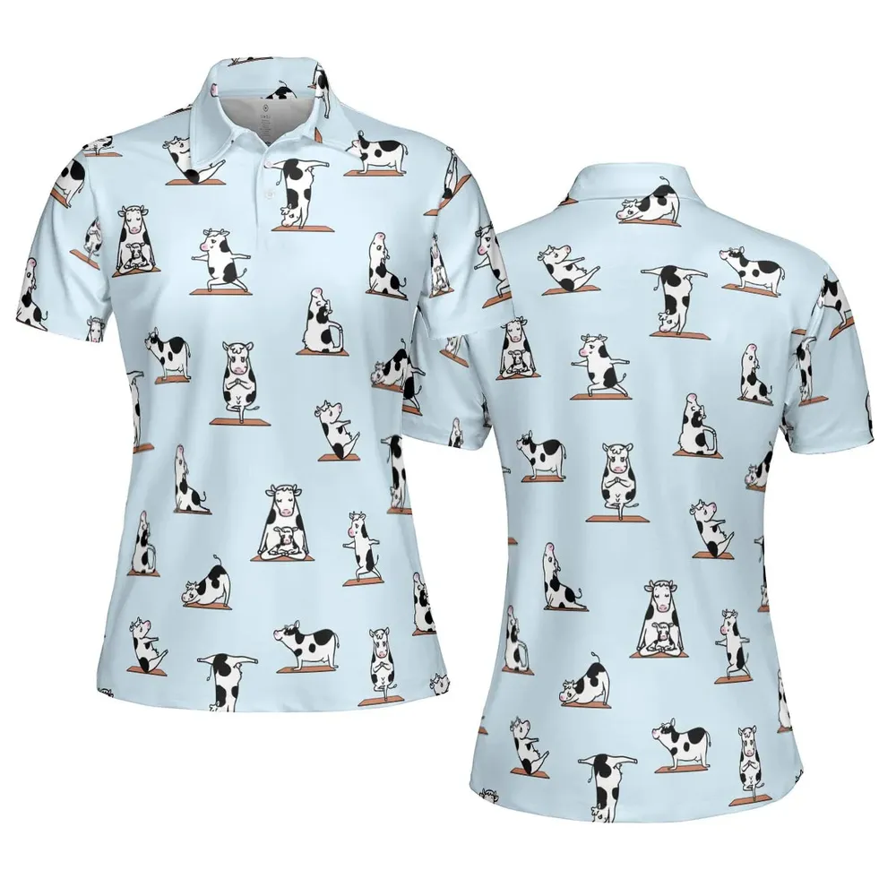 Moo Yoga Pattern AOP Men/Women Polo Shirt - 5