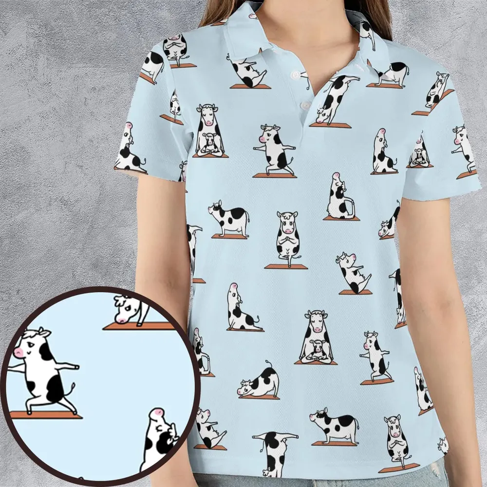 Moo Yoga Pattern AOP Men/Women Polo Shirt - 4