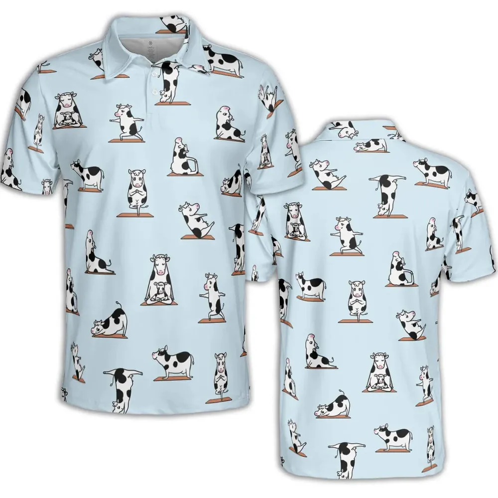 Moo Yoga Pattern AOP Men/Women Polo Shirt - 2