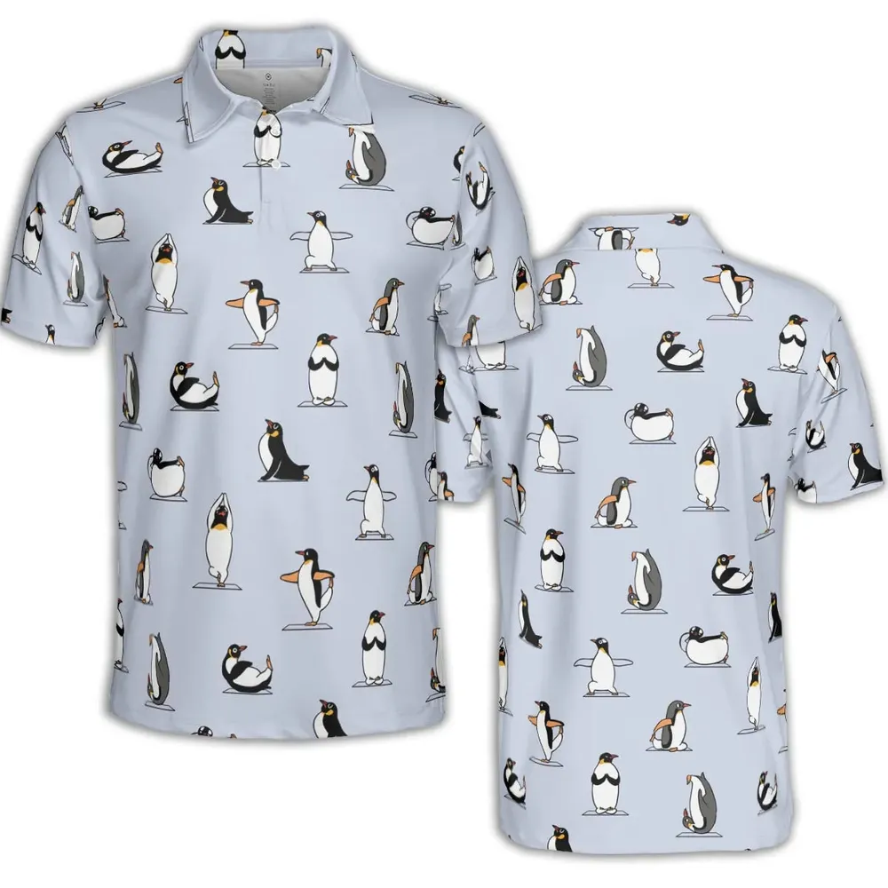 Penguin Yoga Pattern AOP Men/Women Polo Shirt - 2
