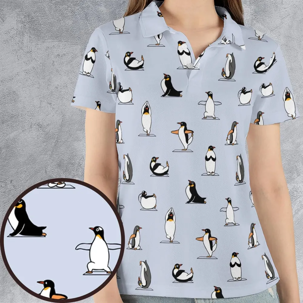 Penguin Yoga Pattern AOP Men/Women Polo Shirt - 4