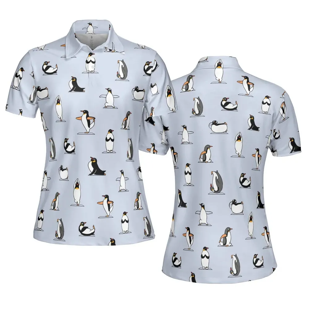 Penguin Yoga Pattern AOP Men/Women Polo Shirt - 5