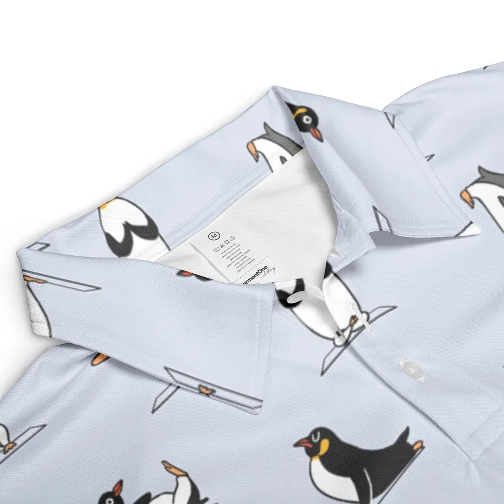 Penguin Yoga Pattern AOP Men/Women Polo Shirt - 3