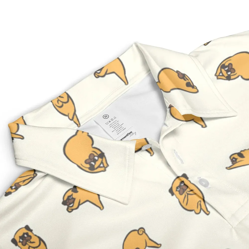 Pug Hot Yoga Pattern AOP Men/Women Polo Shirt - 3