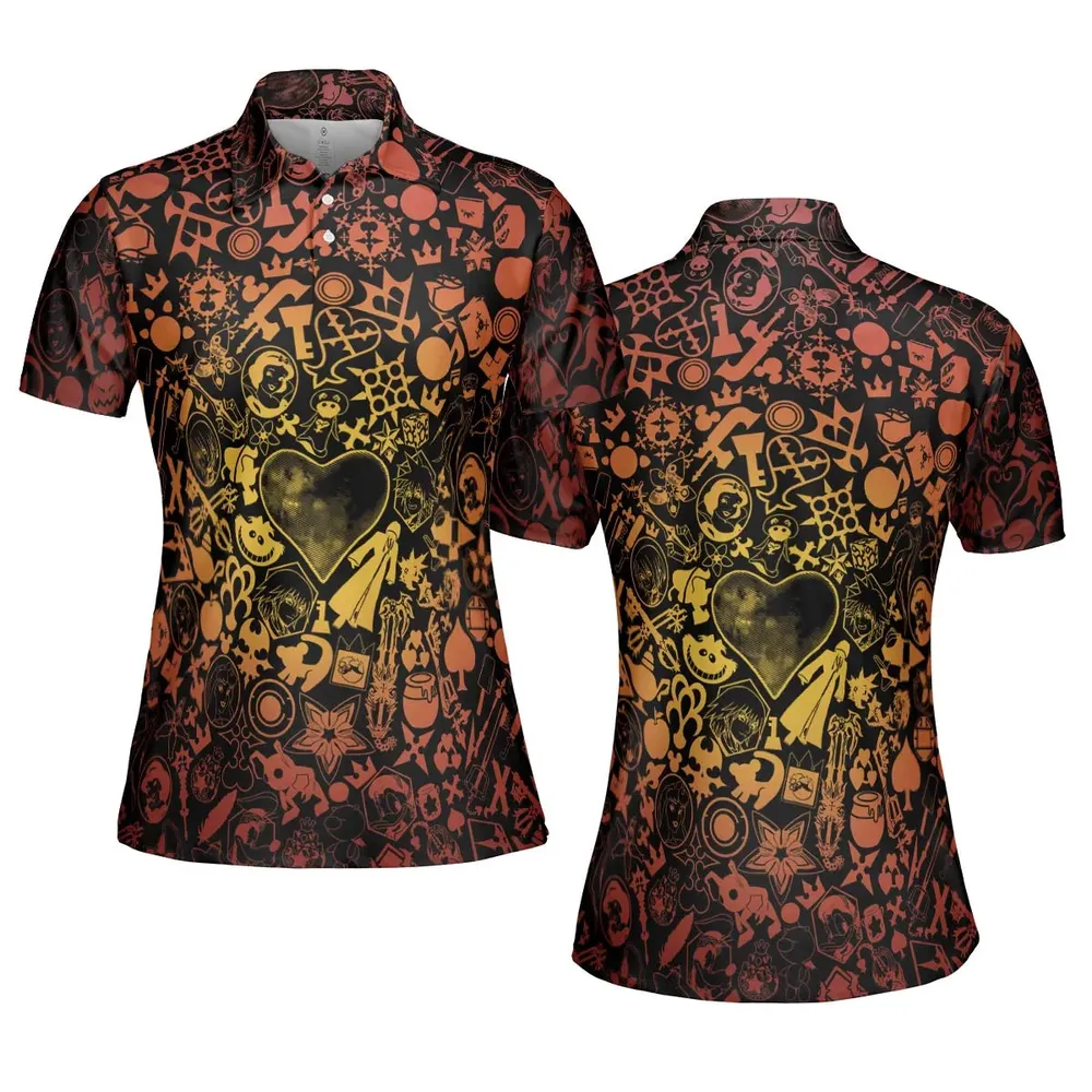 Red Key Heart Kingdom Hearts AOP Men/Women Polo Shirt - 5