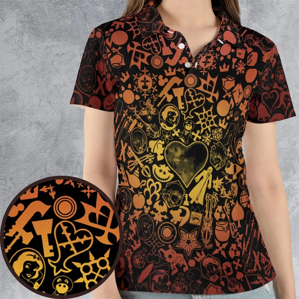 Red Key Heart Kingdom Hearts AOP Men/Women Polo Shirt - 4