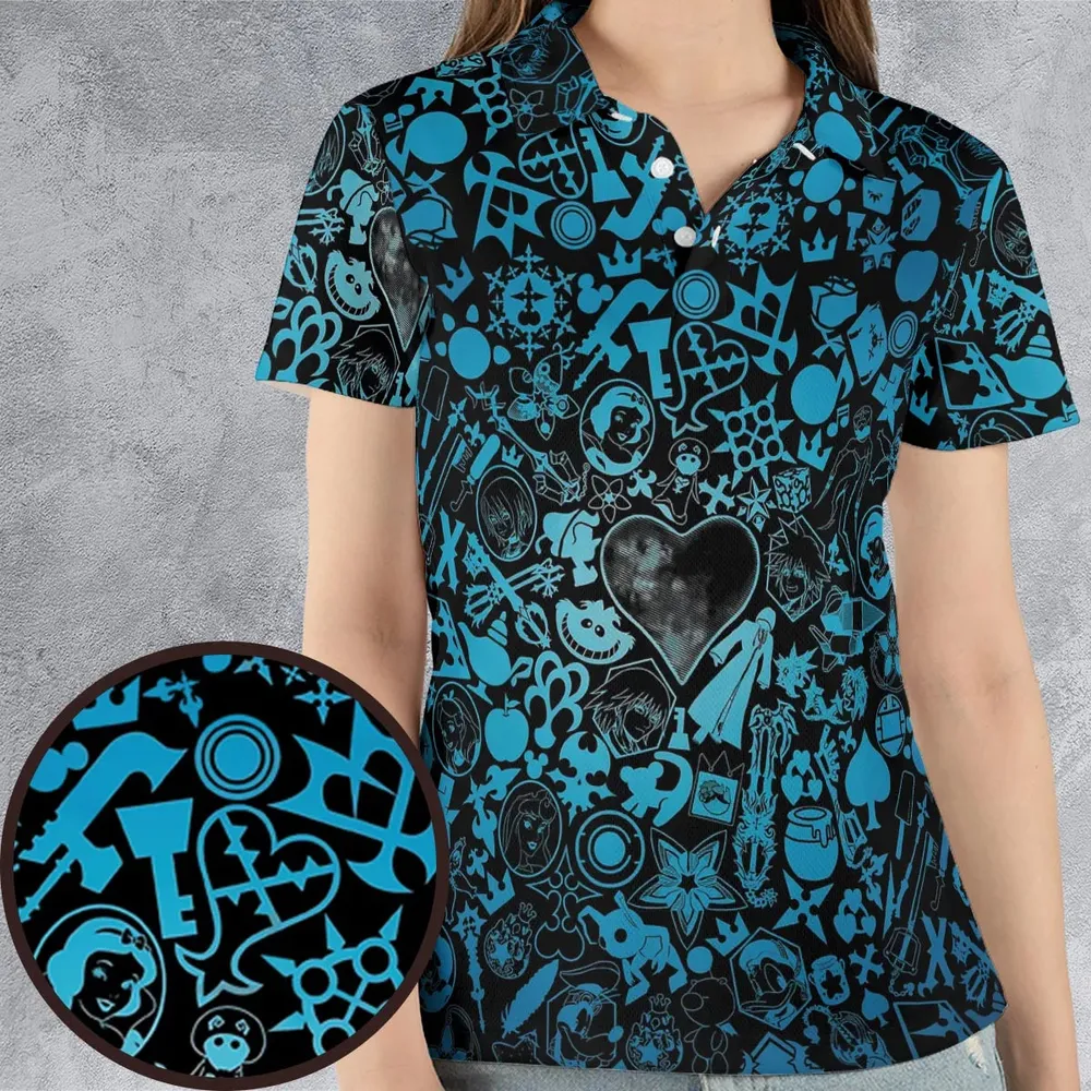 Blue Key Heart Kingdom Hearts AOP Men/Women Polo Shirt - 4