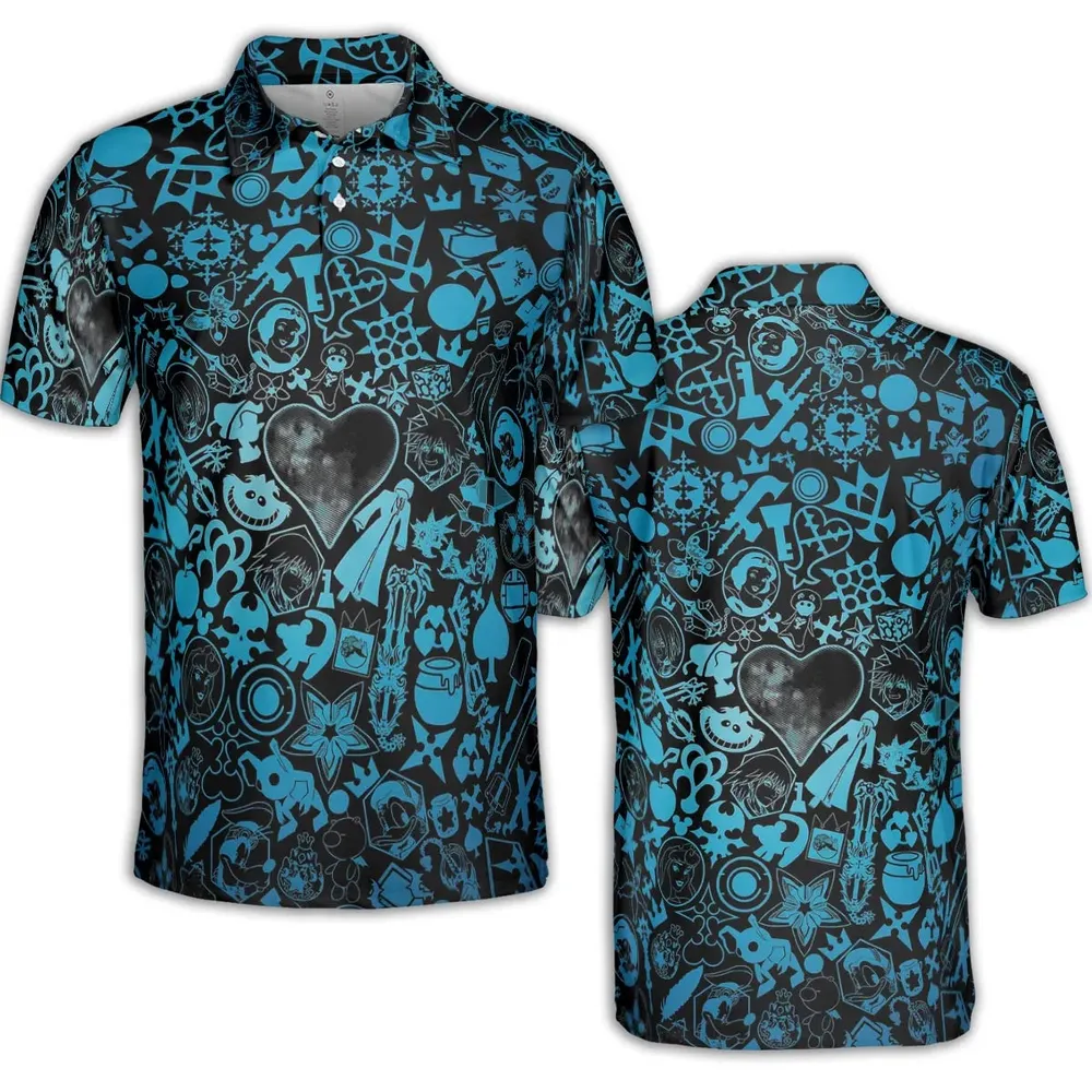 Blue Key Heart Kingdom Hearts AOP Men/Women Polo Shirt - 2