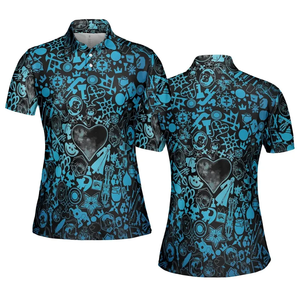Blue Key Heart Kingdom Hearts AOP Men/Women Polo Shirt - 5