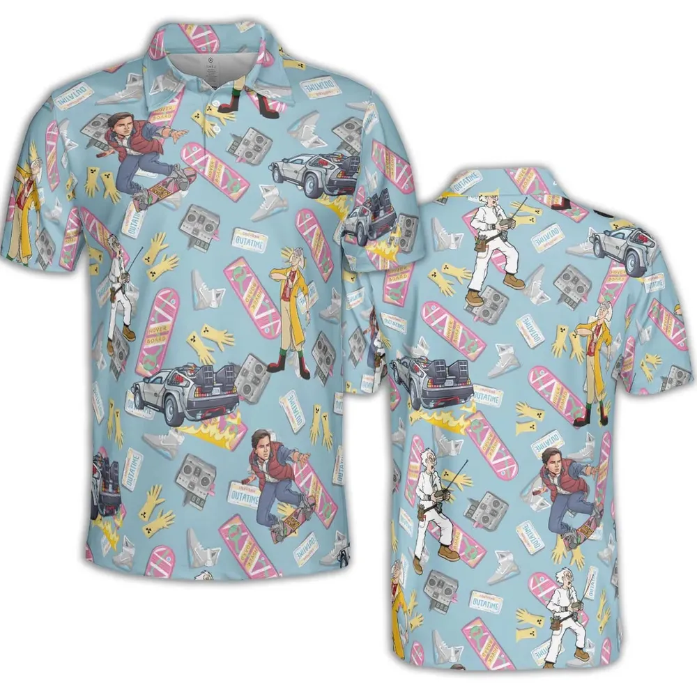 Marty McFly Dr. Emmett Brown Back To The Future AOP Men/Women Polo Shirt - 2