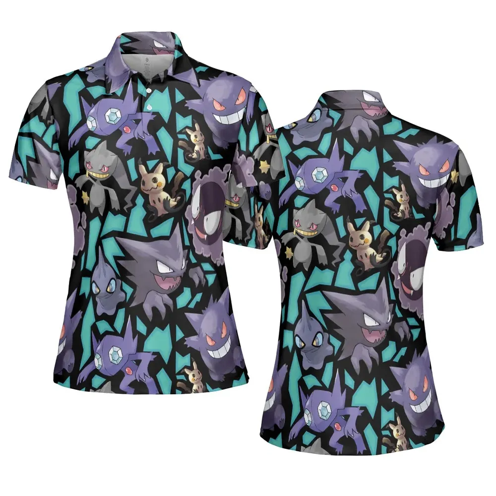 Ghost Type Pokemon AOP Men/Women Polo Shirt - 5
