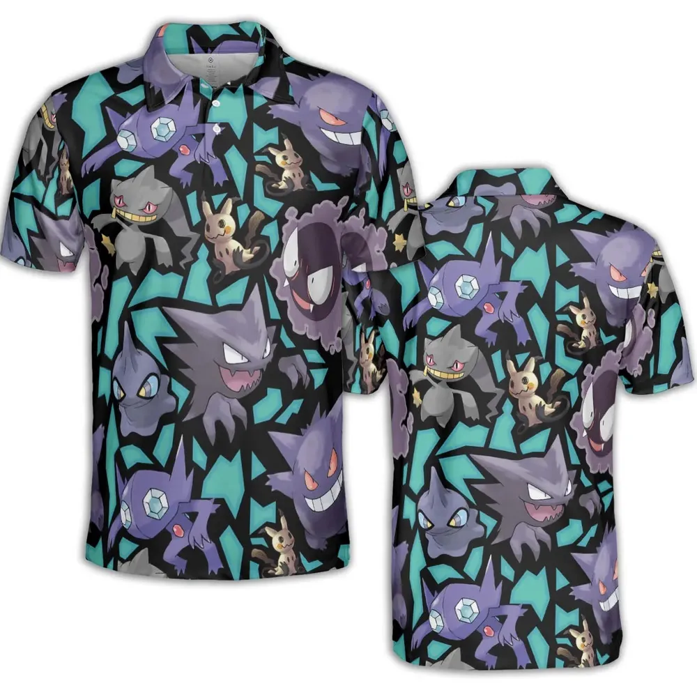 Ghost Type Pokemon AOP Men/Women Polo Shirt - 2