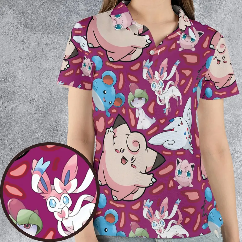 Fairy Type Pokemon AOP Men/Women Polo Shirt - 4
