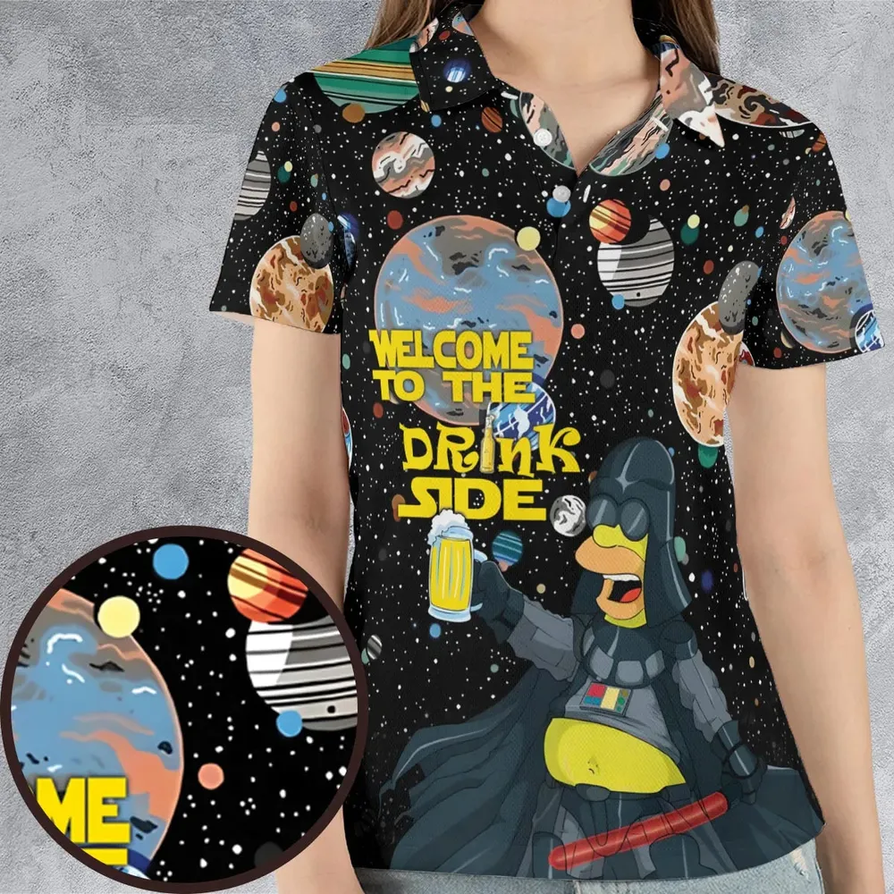 Simpson Darth Vader Welcome To The Drink Side AOP Men/Women Polo Shirt - 4