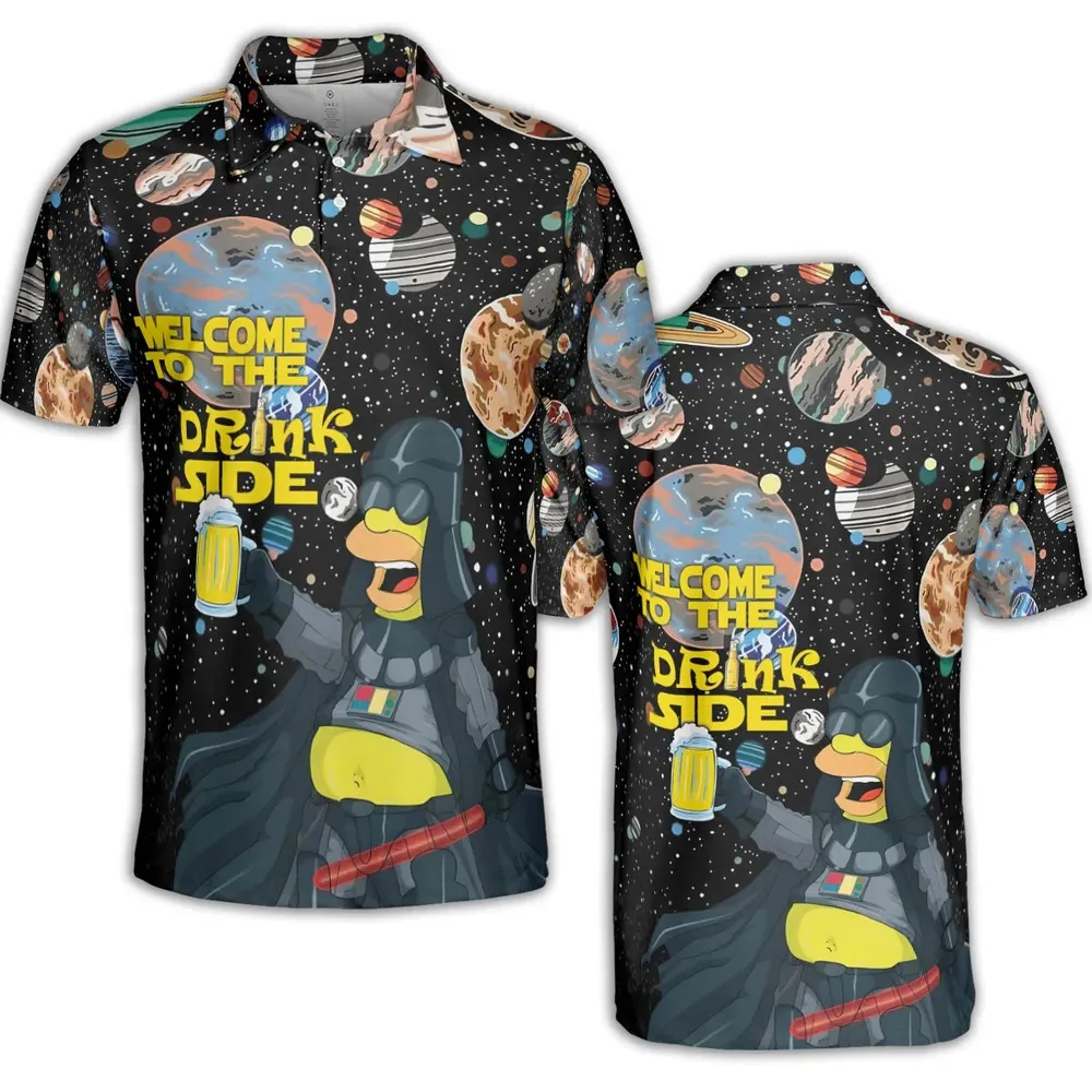 Simpson Darth Vader Welcome To The Drink Side AOP Men/Women Polo Shirt - 2