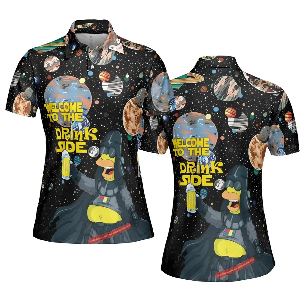 Simpson Darth Vader Welcome To The Drink Side AOP Men/Women Polo Shirt - 5