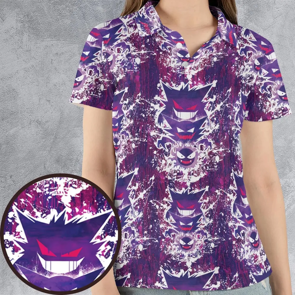 Ghostly Evolution Ghastly Haunter Gengar Pokemon AOP Men/Women Polo Shirt - 4