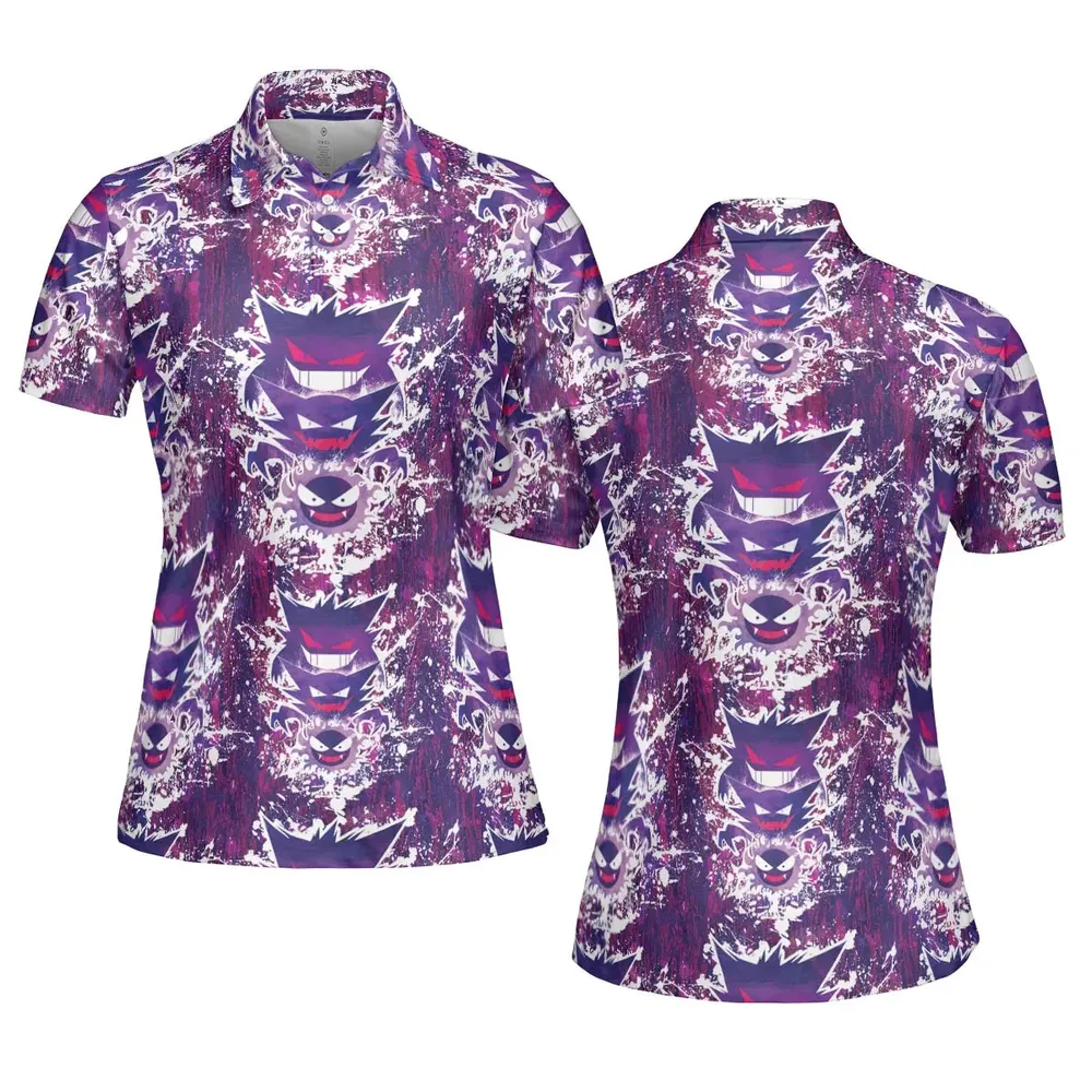 Ghostly Evolution Ghastly Haunter Gengar Pokemon AOP Men/Women Polo Shirt - 5