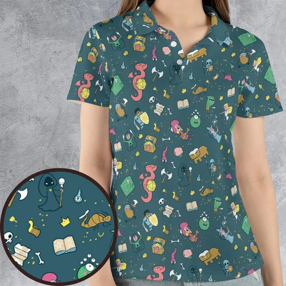 Cute Doodle Dungeons AOP Men/Women Polo Shirt - 4