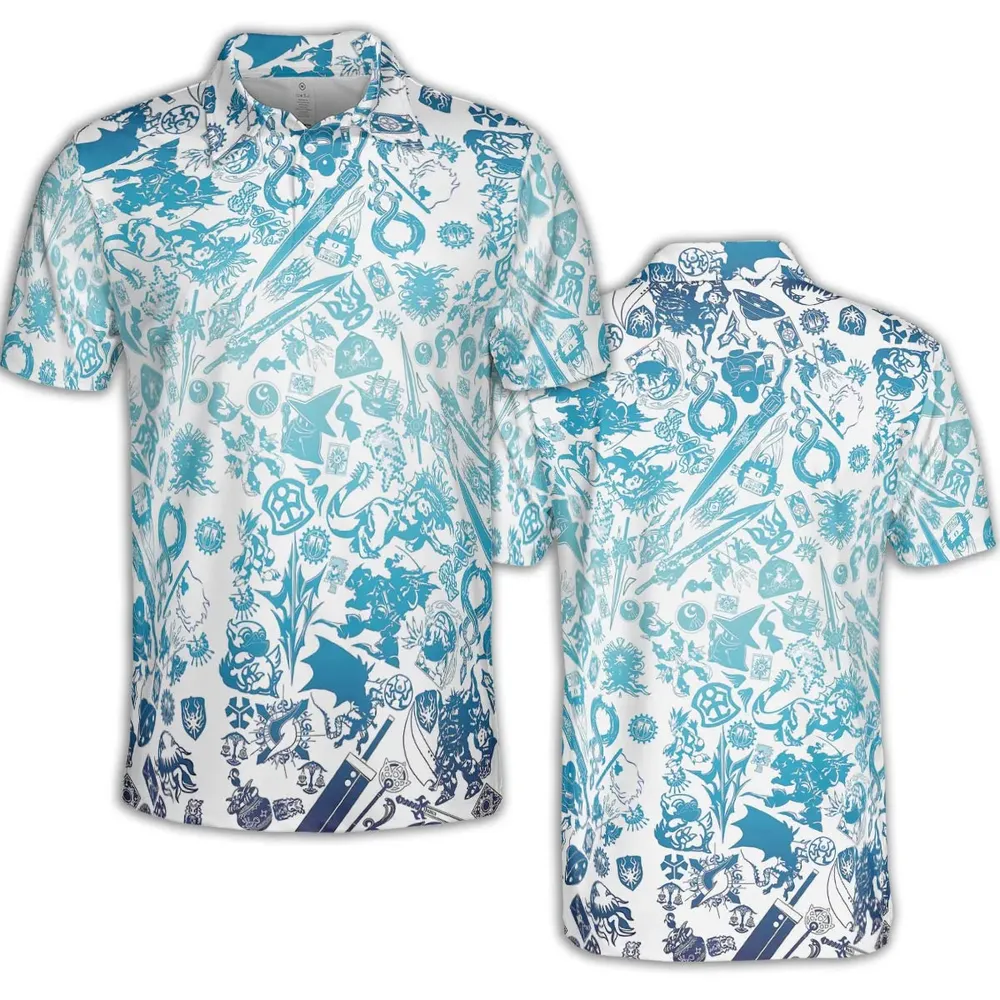 Blue Moggle Final Fantasy AOP Men/Women Polo Shirt - 2