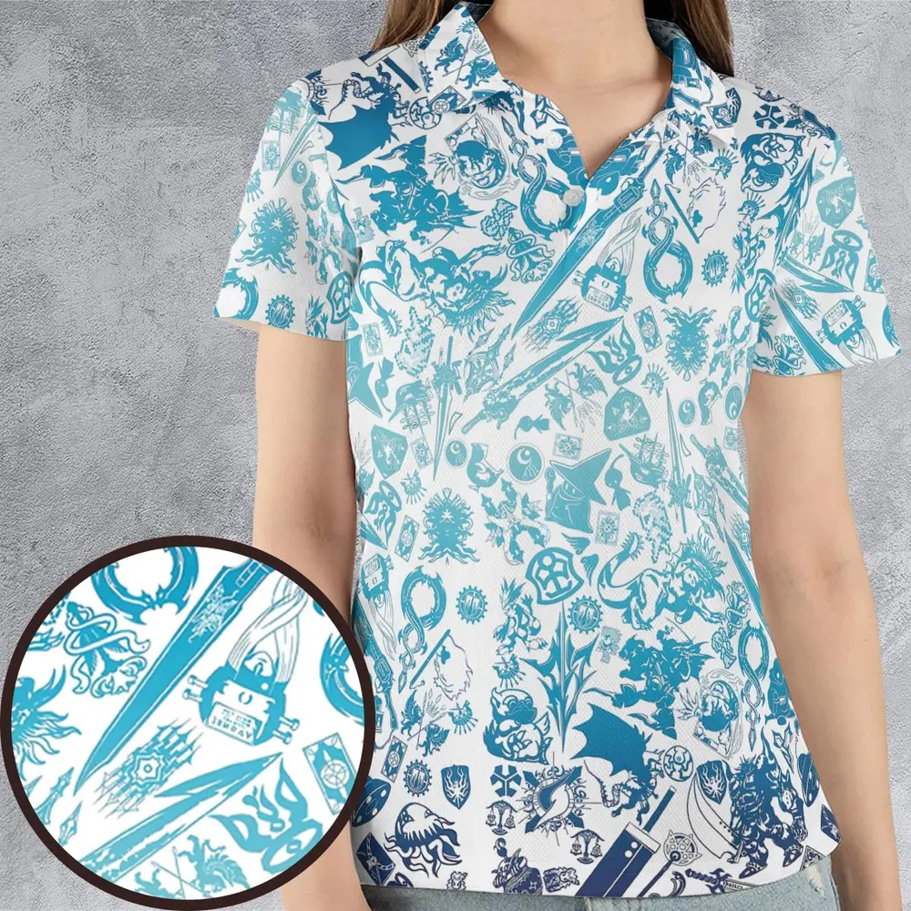 Blue Moggle Final Fantasy AOP Men/Women Polo Shirt - 4