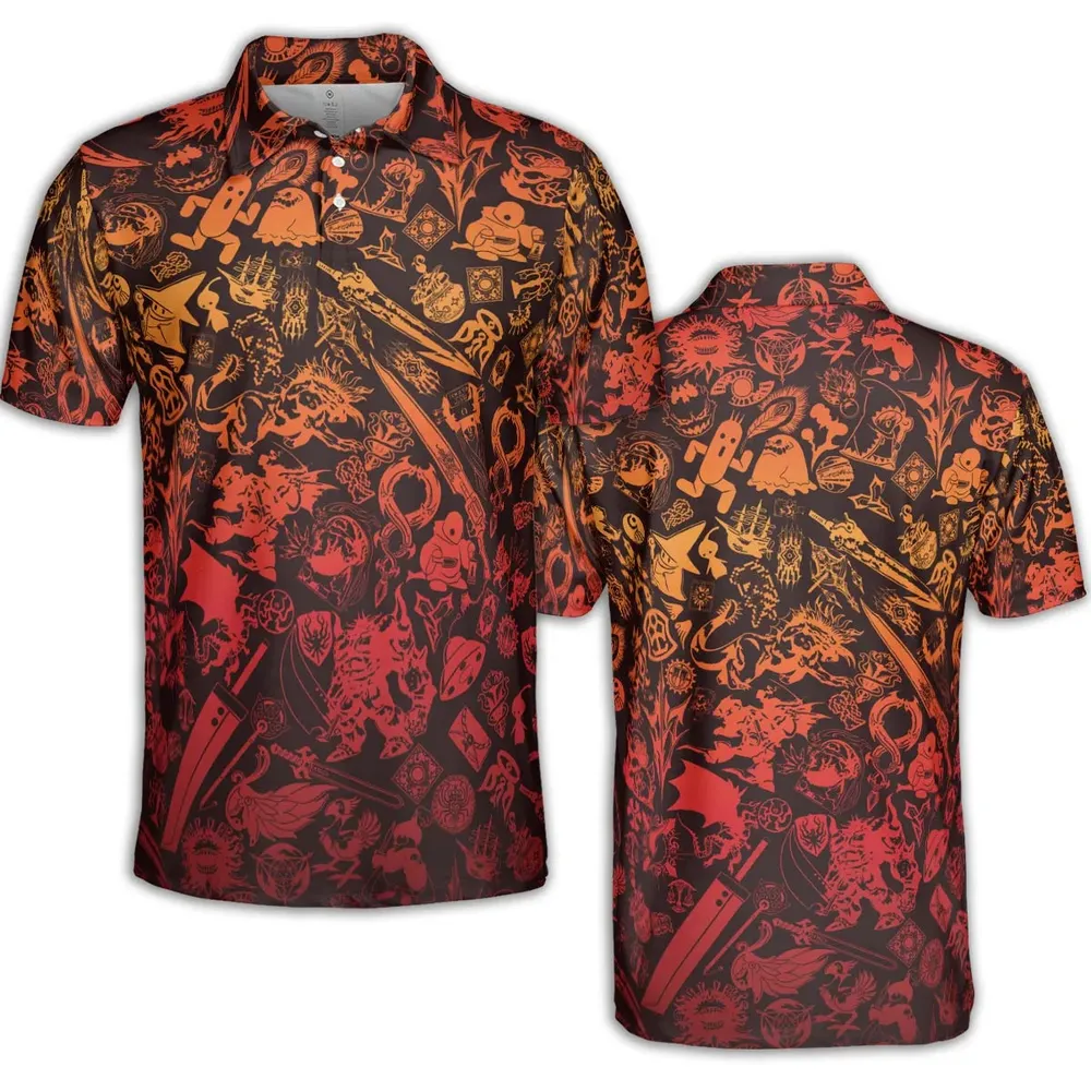 Red Moggle Final Fantasy AOP Men/Women Polo Shirt - 2