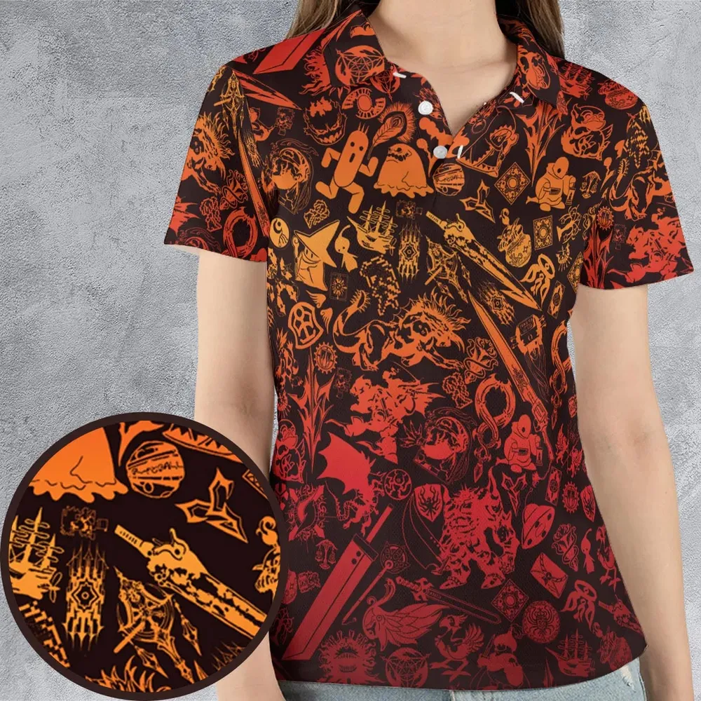 Red Moggle Final Fantasy AOP Men/Women Polo Shirt - 4