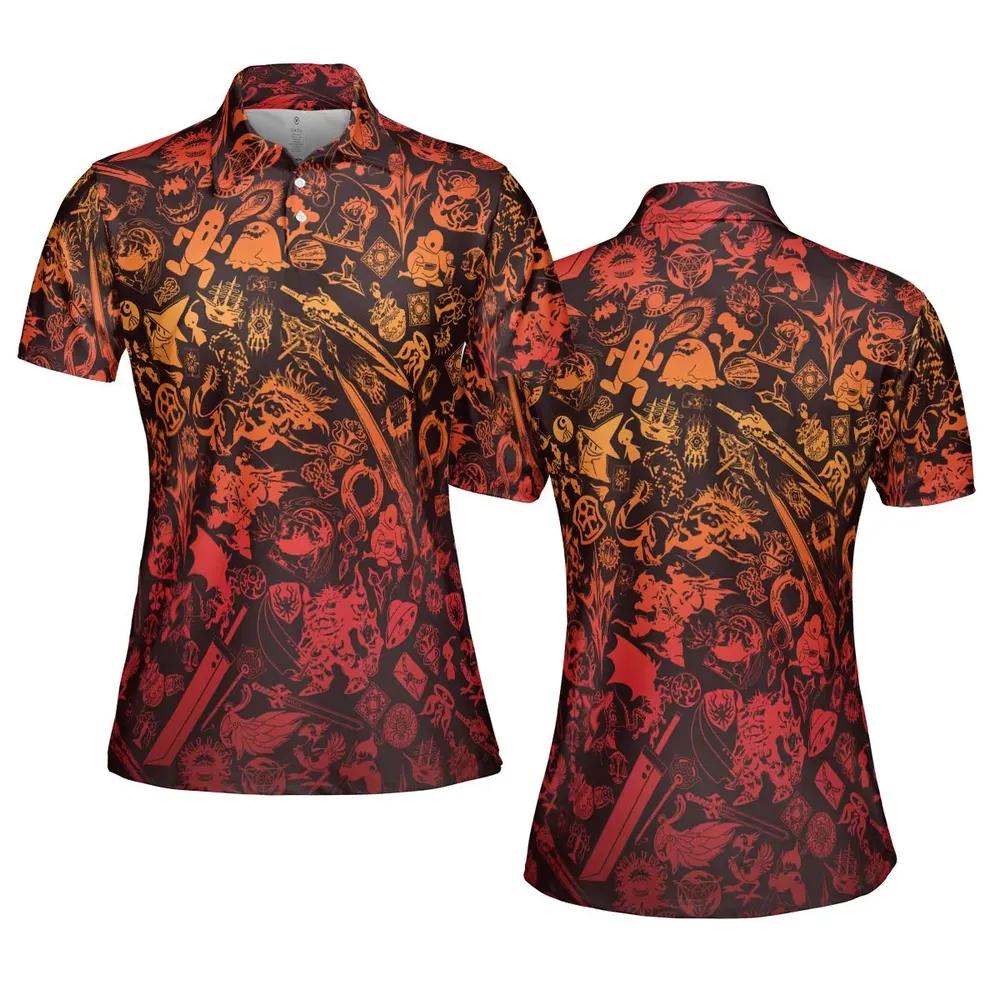 Red Moggle Final Fantasy AOP Men/Women Polo Shirt - 5