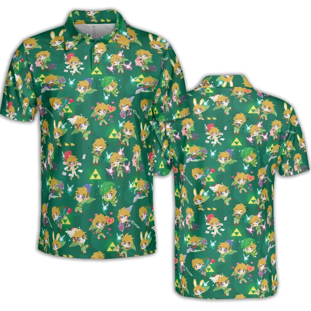 Cute Link Posing The Legend Of Zelda AOP Men/Women Polo Shirt - 2