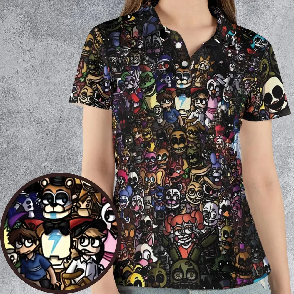 Doing A FNAF AOP Men/Women Polo Shirt - 4