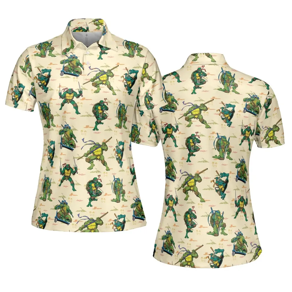 TMNT Characters Weapon Pattern AOP Men/Women Polo Shirt - 5