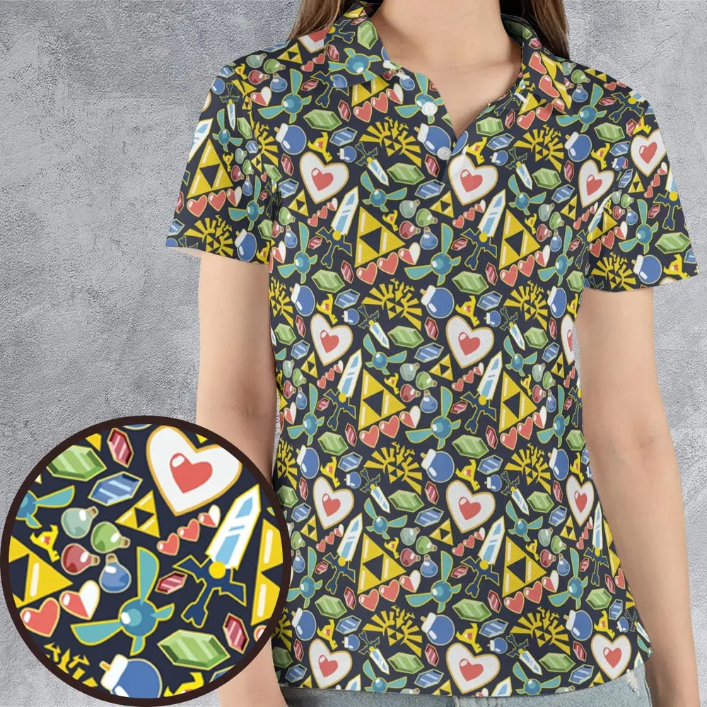 Zelda Theme Items AOP Men/Women Polo Shirt - 4